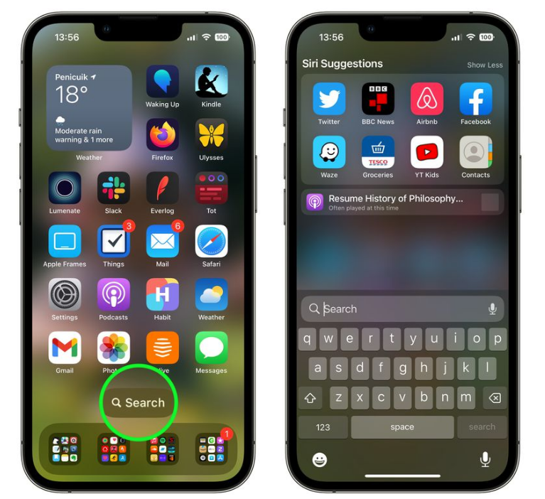 龙游苹果手机维修分享升级到 iOS 16 后，如何删除主屏幕上的搜索按钮 