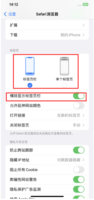 龙游苹果手机维修分享Safari浏览器如何切换标签栏位置 