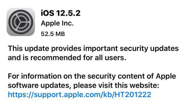 龙游苹果手机维修分享iOS12.5.2发布，建议所有老苹果用户安装 